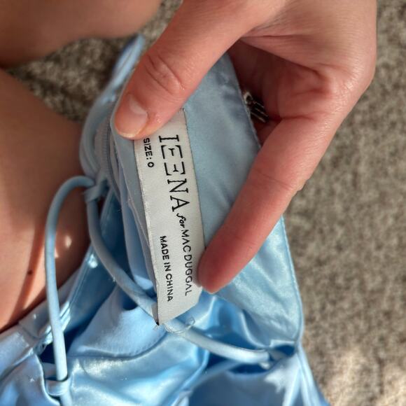 NWT leena for Mac Duggal Satin Strappy Gown 0 A Line Formal Black Tie Prom - Picture 4 of 16